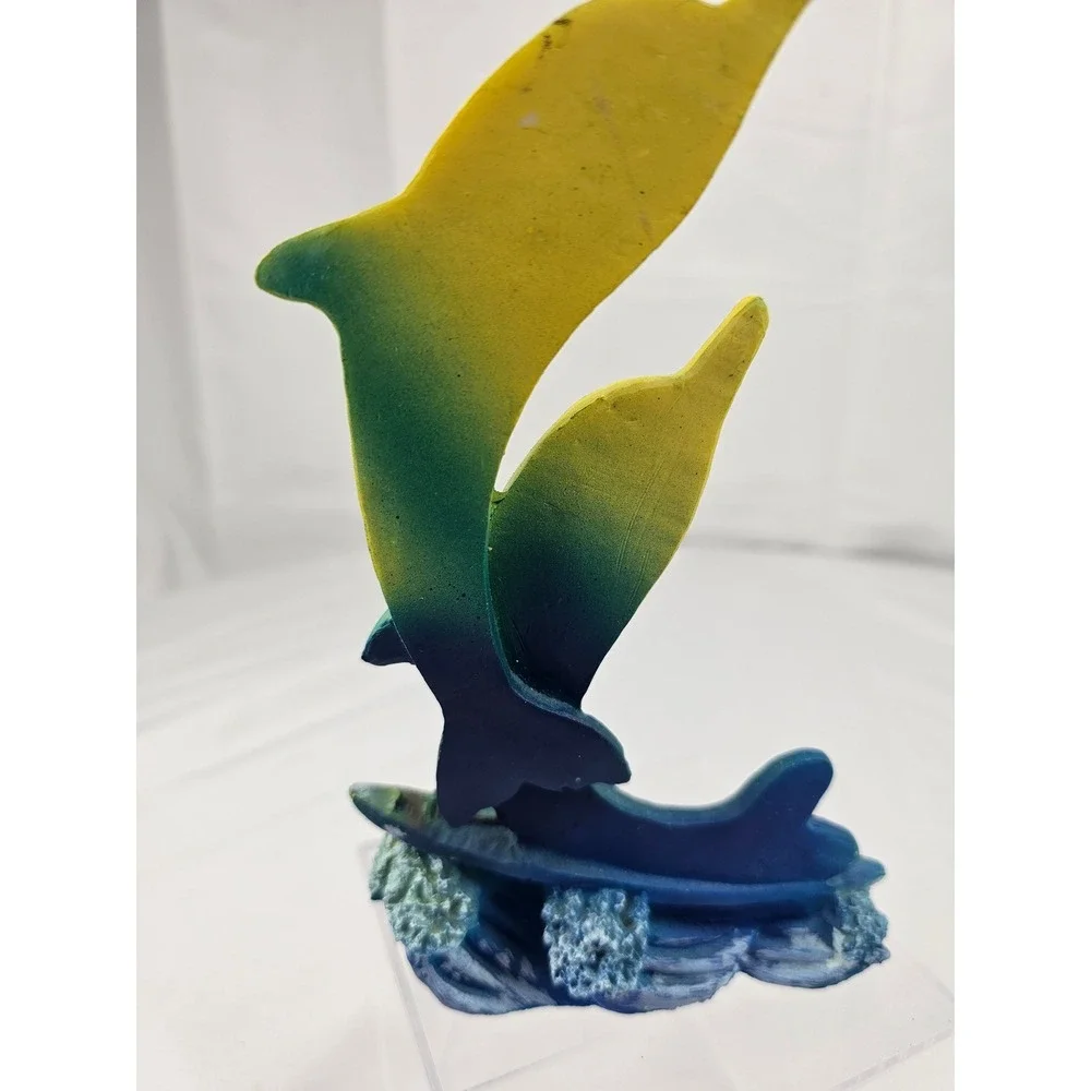 Dolphin Sculpture Ocean Sea Life Art Coastal Decor‎ Beachy Palm Tree